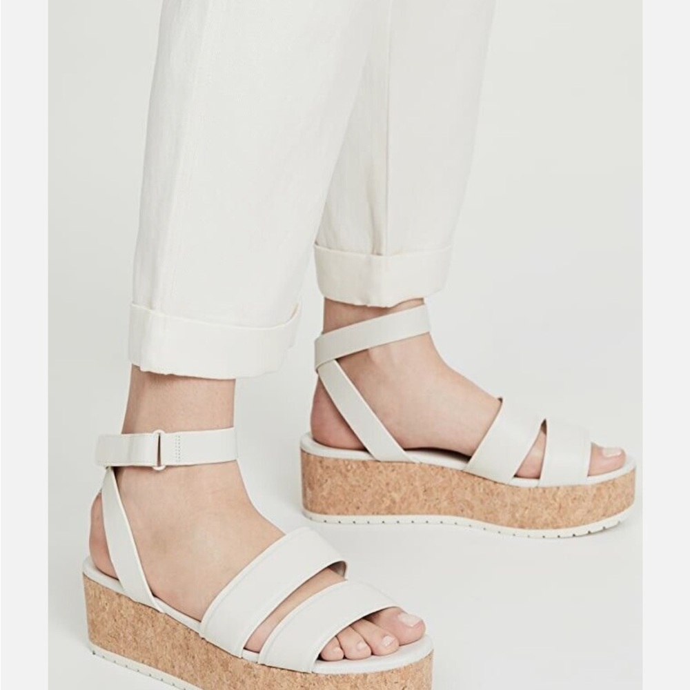 Almost new Vince Cream Wedge Sandals with Cork Sole